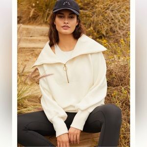 Varley Cream Sweater with Zipper Detail